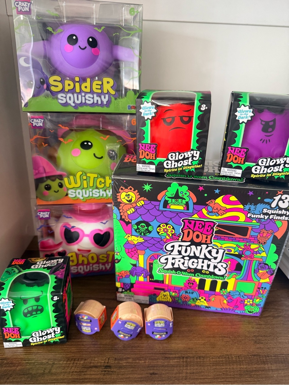 Needoh Funky freights, needoh glowy ghosts, rms mini micro dumplings, crazy fun
